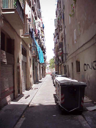 El Raval: the Rambla at the end of the street adds new light to the surroundings