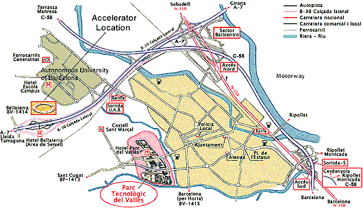 Map showing the support infrastructure avaialble in El Vallès high-tech zone